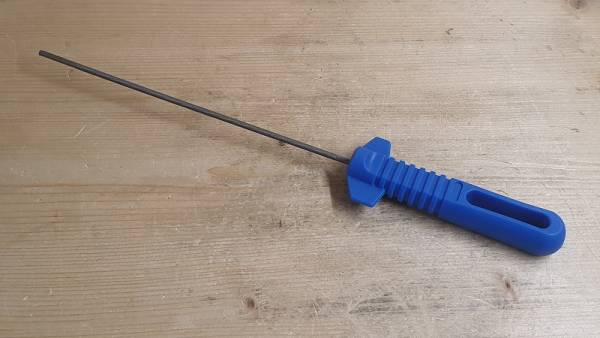 Feilengriff Blau mit Schärfewinkel kpl. mit Kettenfeile 3,5 mm, für 1/4 Sägekette