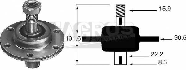 Messerspindel für MTD Rasentraktor/ Aufsitzmäher Serie 600 & 805 mit für Schneidwerke 38 Zoll und 48 Zoll, Gewinde = 15.9 mm, auch für Brill