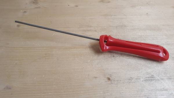 Feilengriff Rot mit Schärfewinkel kpl. mit Kettenfeile 3,5 mm, für 1/4 Sägekette