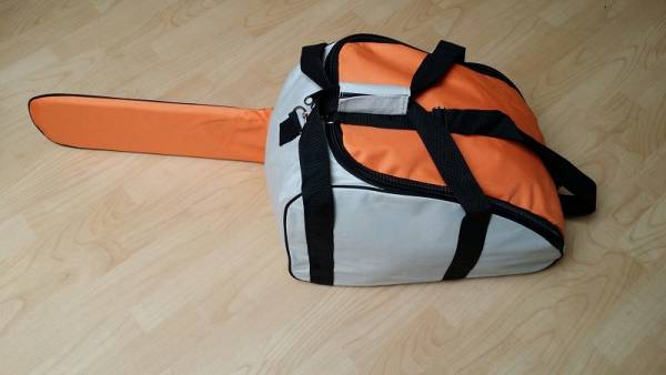 Motorsägentasche/ Kettensägentasche grau-orange
